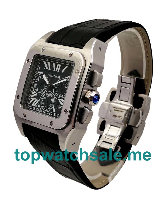 UK 41MM Black Dials Cartier Santos 100 W20090X8 Replica Watches