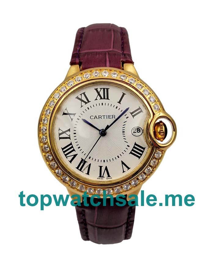 UK 42MM Cartier Ballon Bleu WE900851 Replica Watches With Diamonds