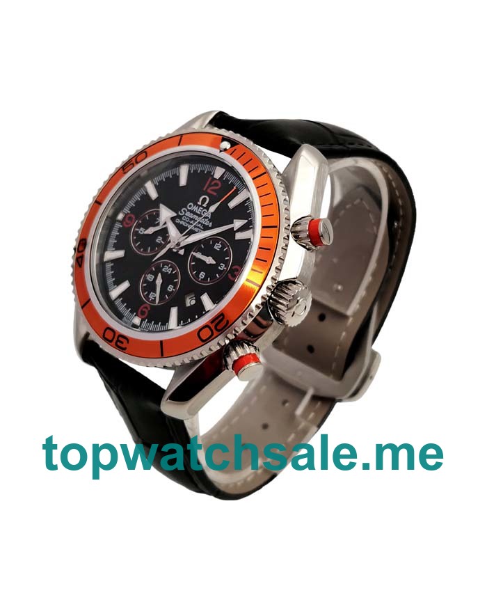 UK 43MM Orange Bezels Replica Omega Seamaster Planet Ocean 2918.50.82 Watches