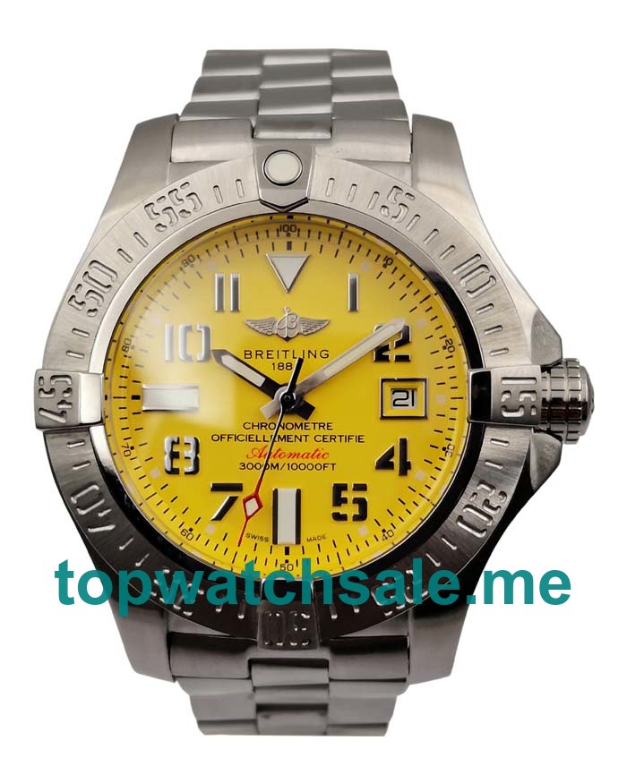 UK AAA Quality Breitling Avenger Seawolf A17331101I1A1 Replica Watches With Yellow Dials For Men