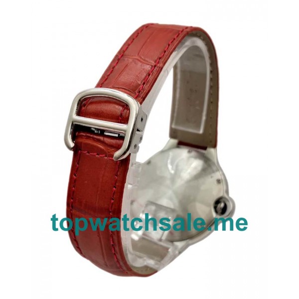 UK 42MM Red Leather Straps Cartier Ballon Bleu W69016Z4 Replica Watches