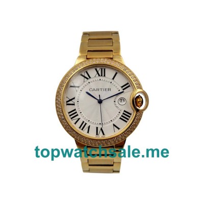 UK 42MM Gold Cartier Ballon Bleu WE9007Z3 Replica Watches