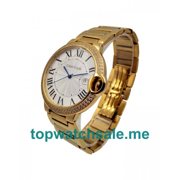 UK 42MM Gold Cartier Ballon Bleu WE9007Z3 Replica Watches