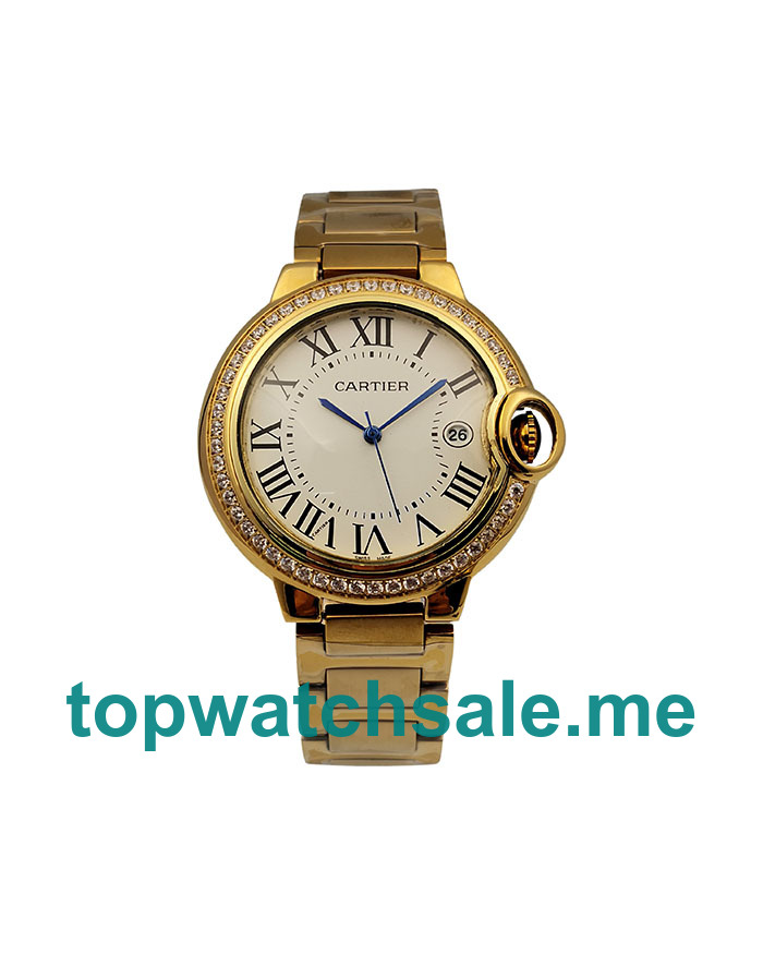 UK 36MM Gold Replica Cartier Ballon Bleu WJBB0007 Watches