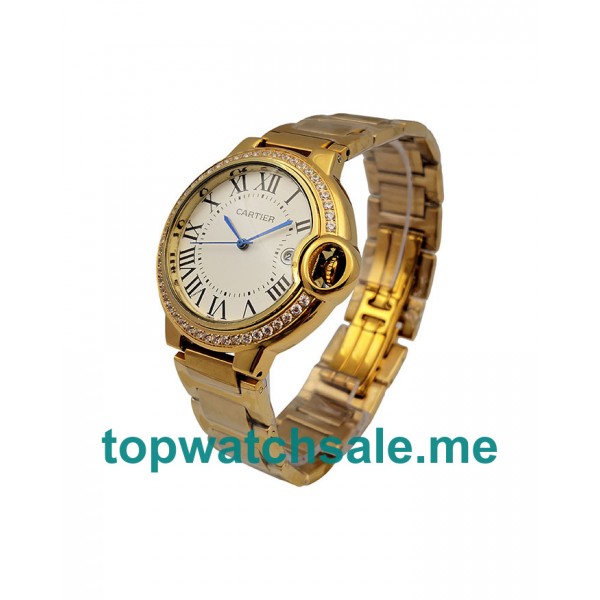UK 36MM Gold Replica Cartier Ballon Bleu WJBB0007 Watches