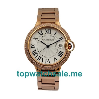 UK 36MM Rose Gold Diamond-set Cartier Ballon Bleu WE9008Z3 Replica Watches