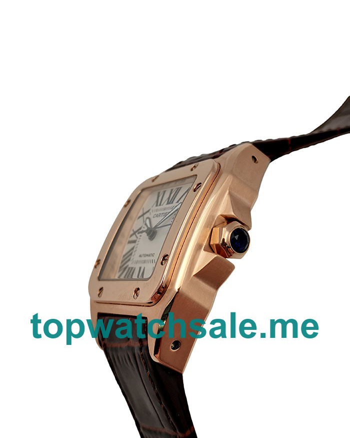 UK Best 34 MM Cartier Santos 100 W20108Y1 Replica Watches Silver Dials For Women