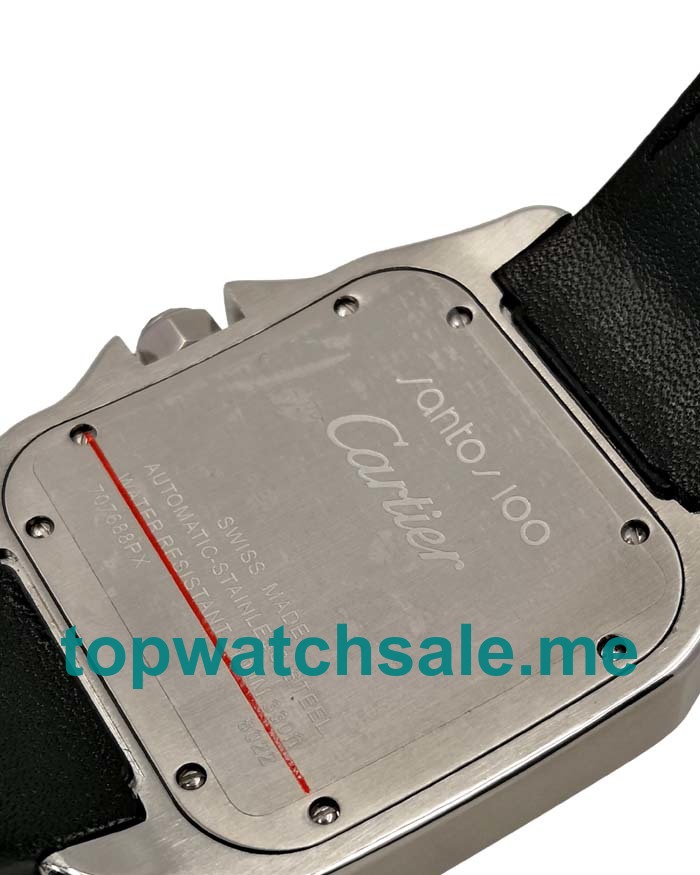 UK Best 1:1 Cartier Santos 100 W2020009 Replica Watches With Black Dials For Men