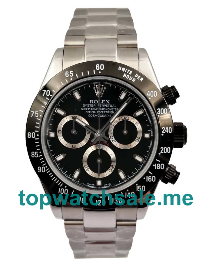 UK Swiss Made Rolex Daytona 116500 LN Fake Watches With Black Dials For Men