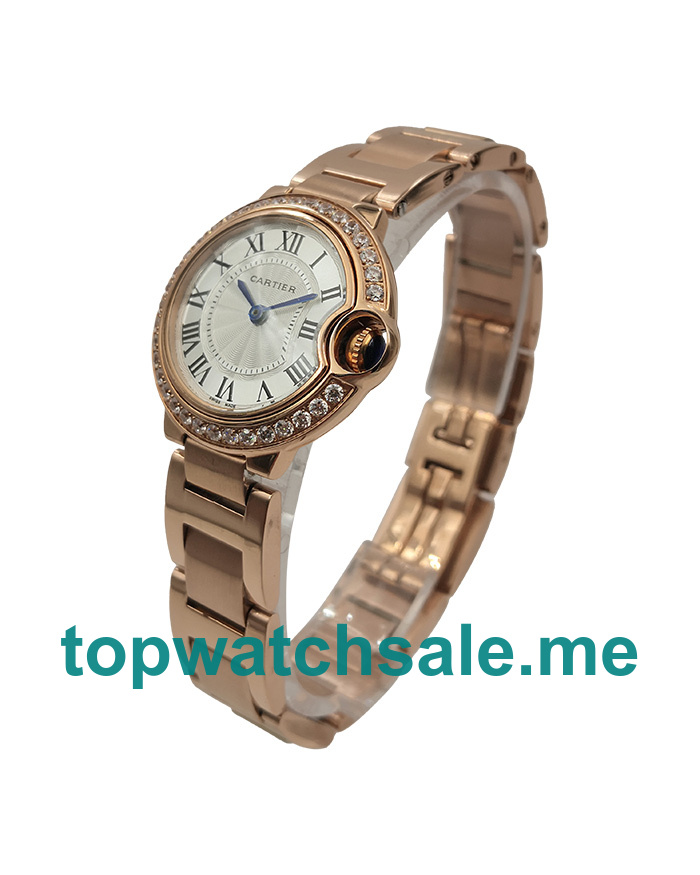 UK 28MM Silver Dials Cartier Ballon Bleu WJBB0036 Replica Watches