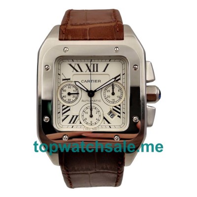 UK Cheap Cartier Santos 100 W20090X8 Replica Watches With Silver Dials For Sale