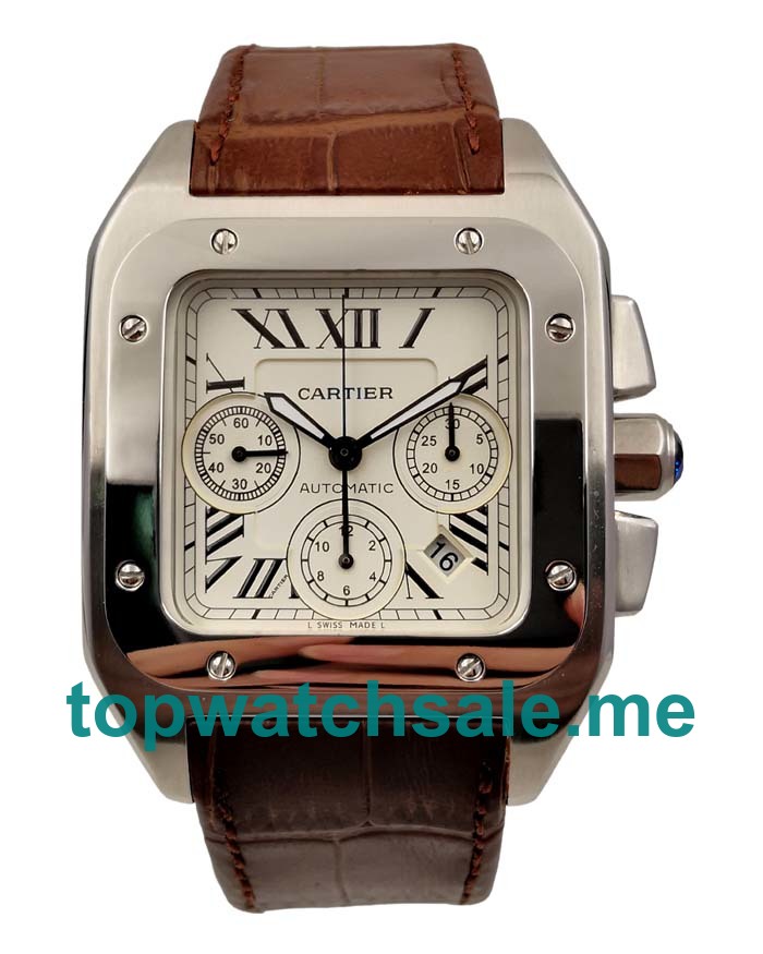 UK Cheap Cartier Santos 100 W20090X8 Replica Watches With Silver Dials For Sale
