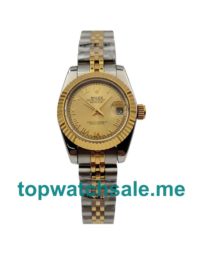 UK 26MM Champagne Dials Rolex Lady-Datejust 69173 Replica Watches