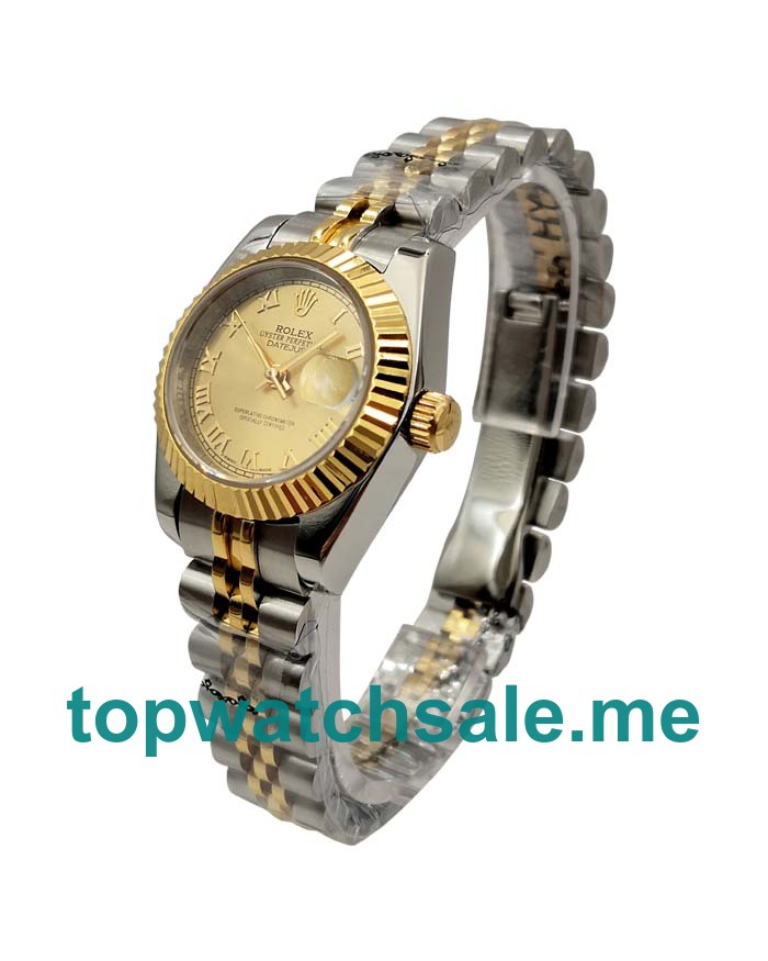 UK 26MM Champagne Dials Rolex Lady-Datejust 69173 Replica Watches