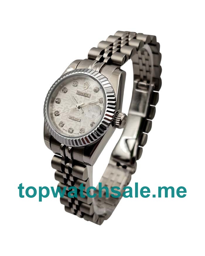 UK 26MM Silver Dials Rolex Lady-Datejust 79174 Replica Watches