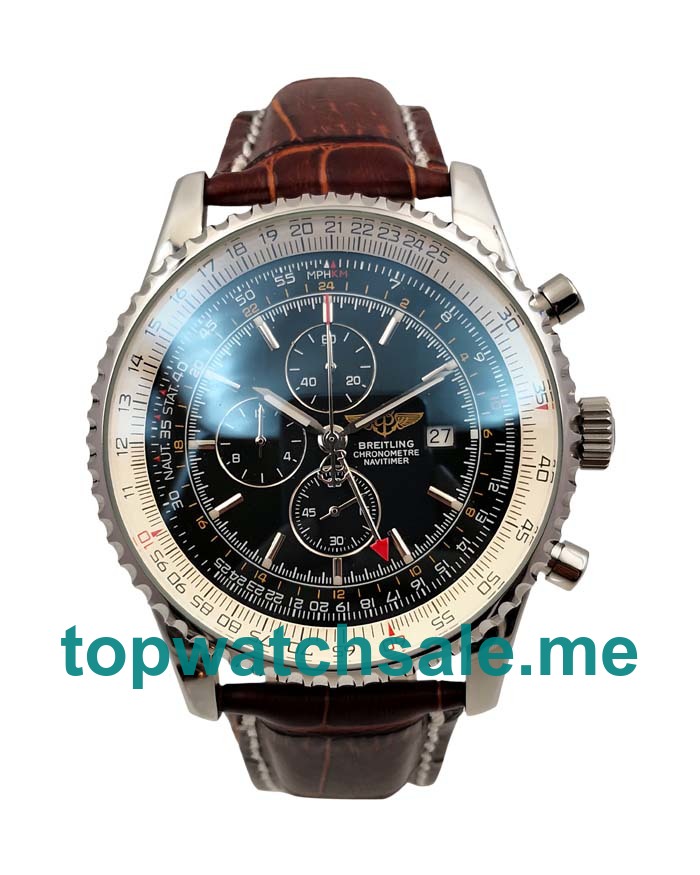 UK 46.5MM Black Dials Replica Breitling Navitimer World A24322 Watches