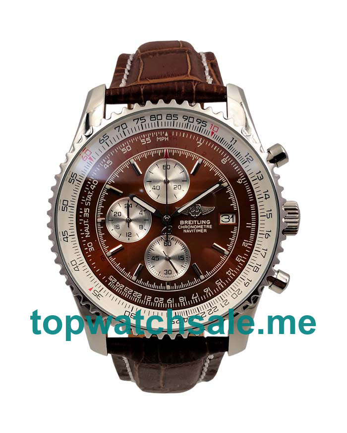 UK 46.5MM Brown Dials Breitling Navitimer World A24322 Replica Watches