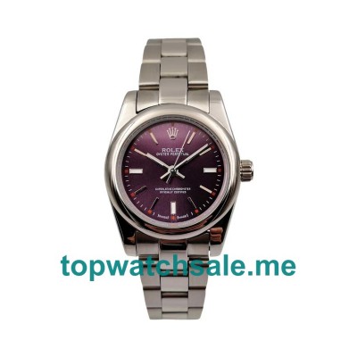 UK Purple Dials Steel Rolex Oyster Perpetual 177200 Replica Watches