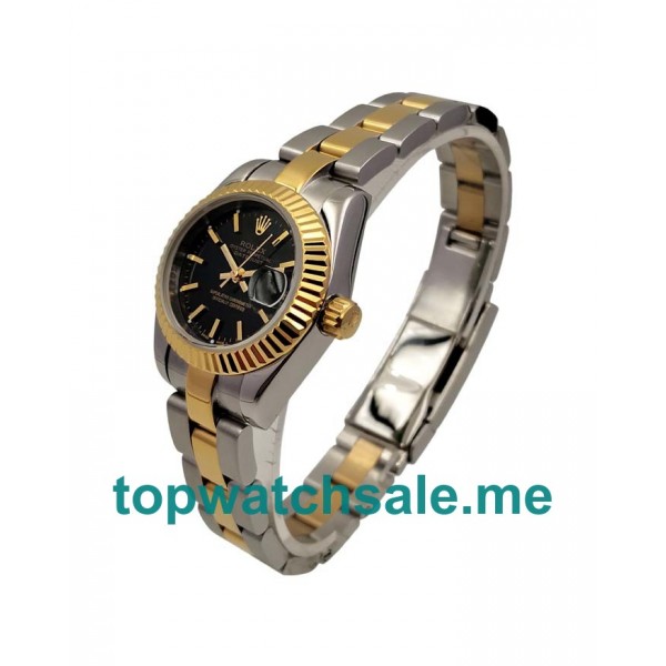 UK 26MM Black Dials Rolex Lady-Datejust 69173 Replica Watches