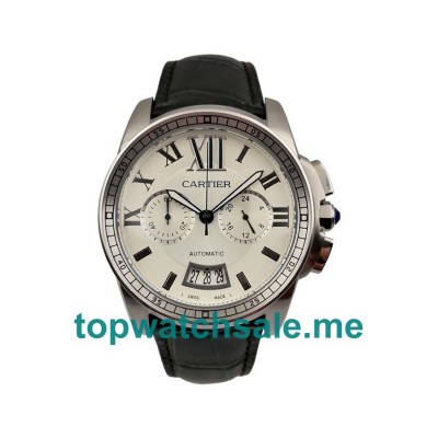 UK 42MM Silver Dials Calibre De Cartier W7100046 Replica Watches