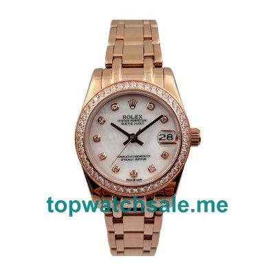UK Best 1:1 Rolex Pearlmaster 81285 Fake Watches With Mother-Of-Pearl Dials For Sale