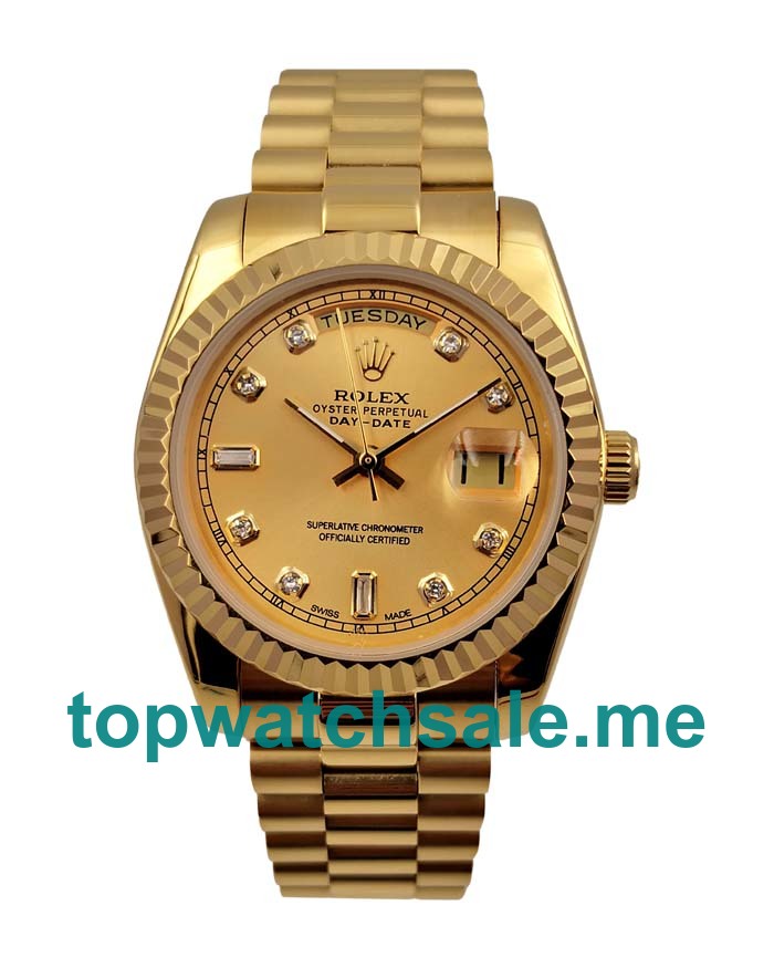UK 36MM Champagne Dials Rolex Day-Date 118238 Replica Watches