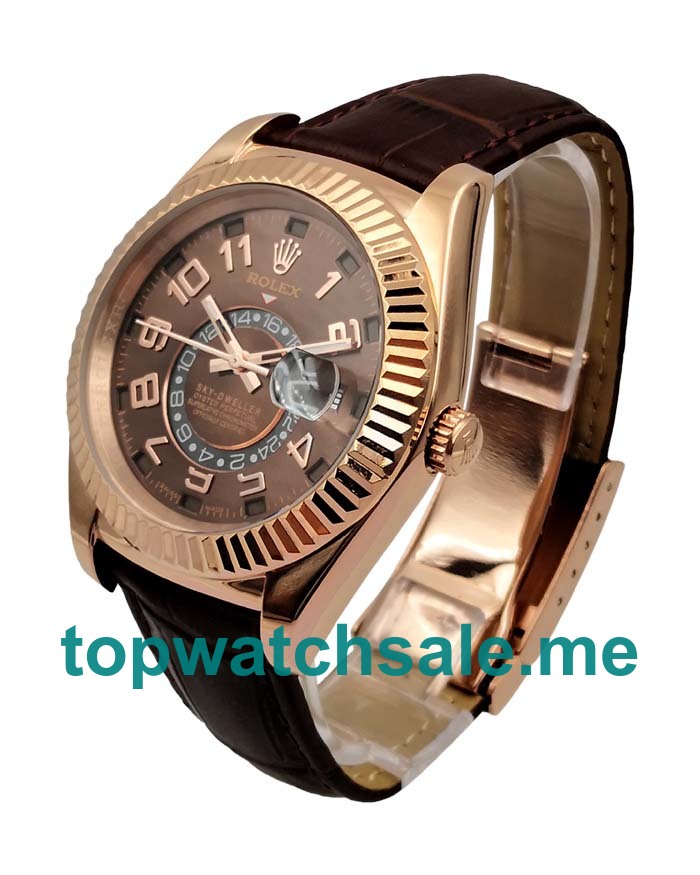 UK Best Quality Rolex Sky-Dweller 326135 Fake Watches With Brown Dials For Sale