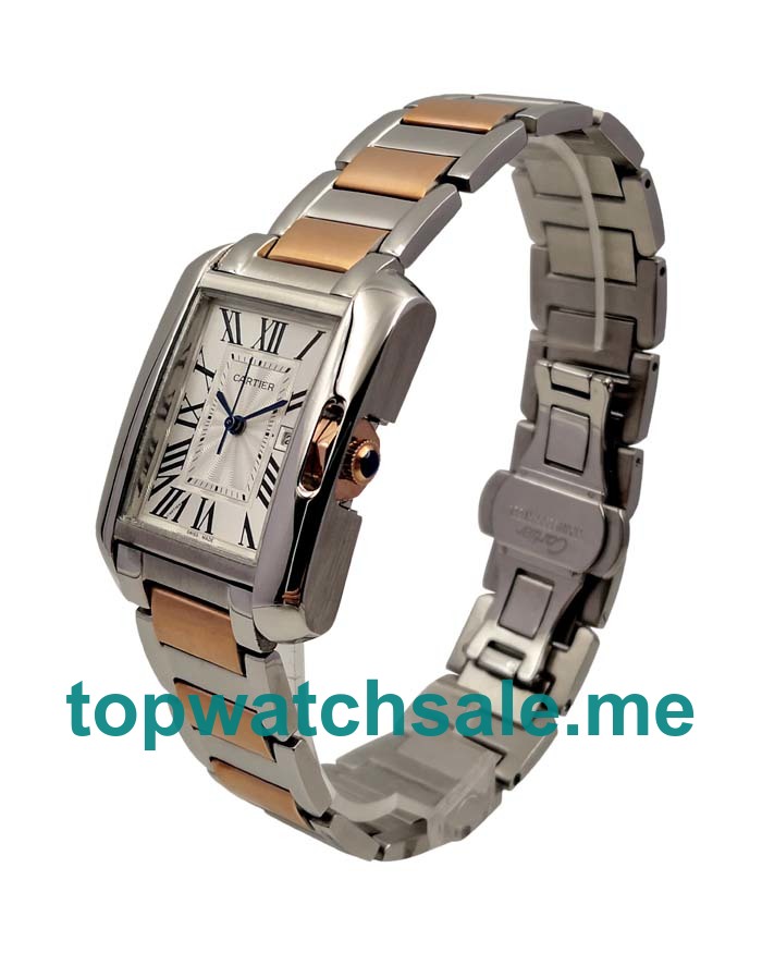 UK 30.5MM Steel And Rose Gold Bracelets Cartier Tank Anglaise W5310019 Replica Watches