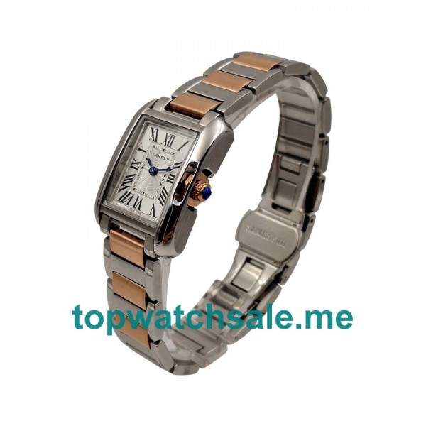 UK 23MM Steel And Rose Gold Cartier Tank Anglaise W5310036 Replica Watches