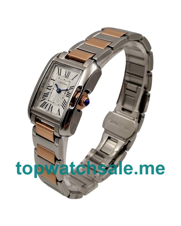 UK 23MM Steel And Rose Gold Cartier Tank Anglaise W5310036 Replica Watches