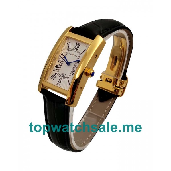 UK 23.5MM Gold Cases Cartier Tank Americaine W2603156 Replica Watches