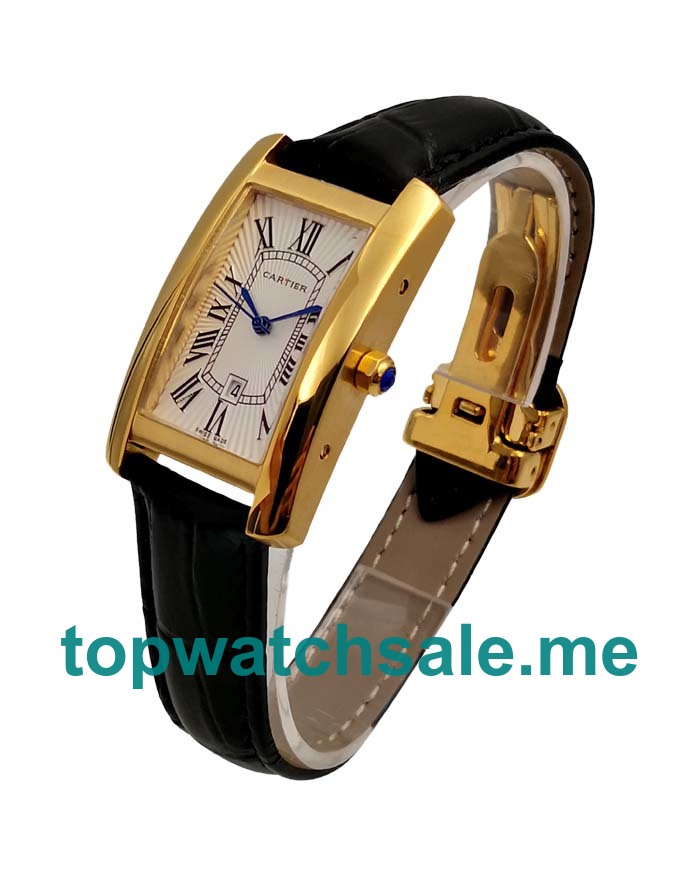 UK 23.5MM Gold Cases Cartier Tank Americaine W2603156 Replica Watches