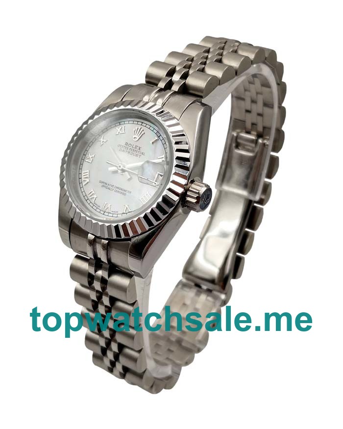 UK 26MM White Mother Of Pearl Dials Rolex Lady-Datejust 179174 Replica Watches