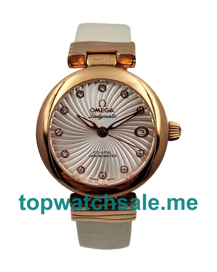 UK 34MM White Mother-of-pearl Dials Omega De Ville Ladymatic 425.63.34.20.55.001 Replica Watches