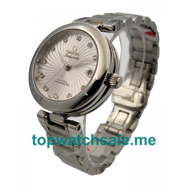UK 34MM White Mother Of Pearl Dials Omega De Ville Ladymatic 425.30.34.20.55.001 Replica Watches