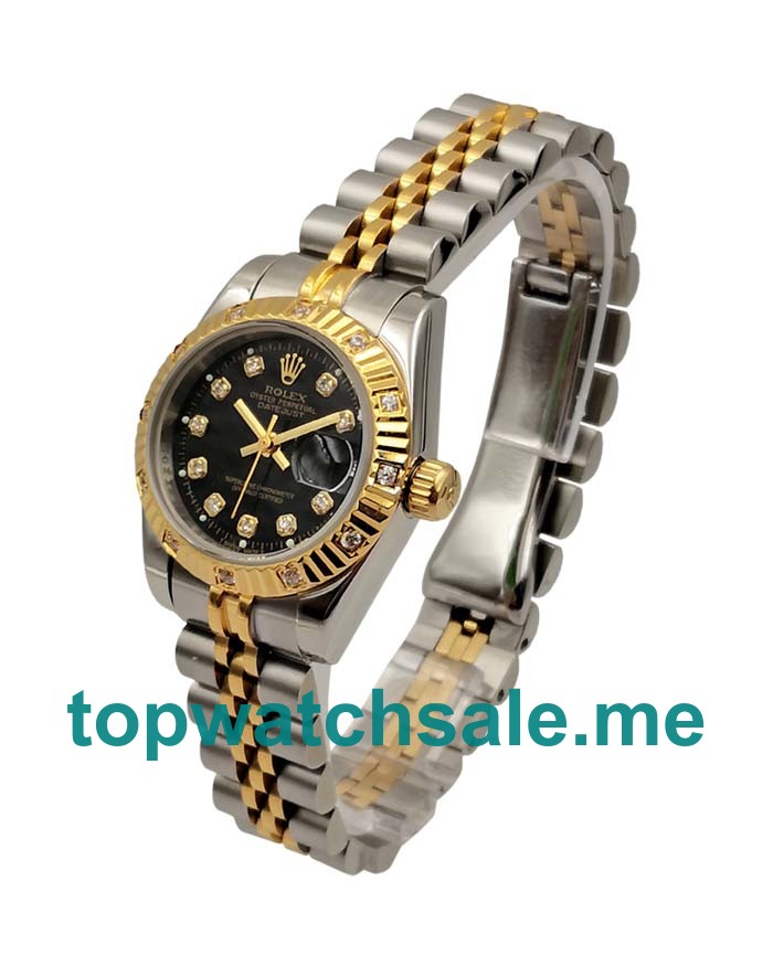UK 26MM Black Dials Rolex Lady-Datejust 179313 Replica Watches