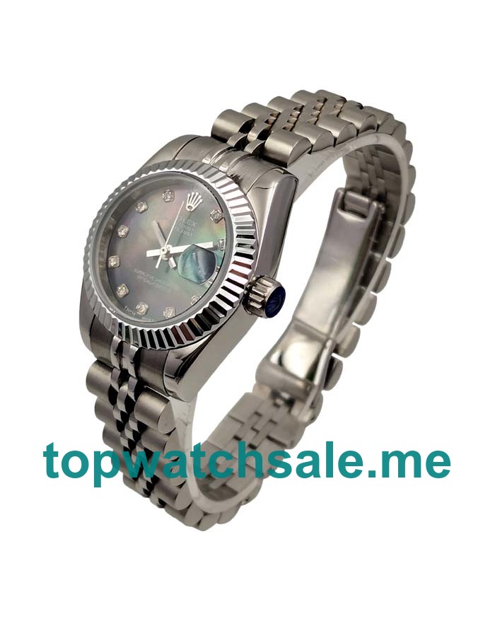 UK 26MM Black Mother Of Pearl Dials Rolex Lady-Datejust 79174 Replica Watches