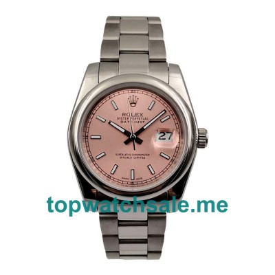 UK 36MM Pink Dials Rolex Datejust 116200 Replica Watches