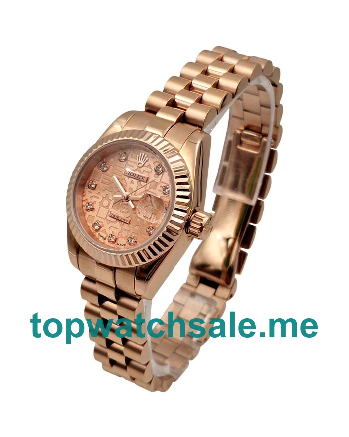 UK 26MM Replica Rolex Lady-Datejust 179175 Rose Gold Watches