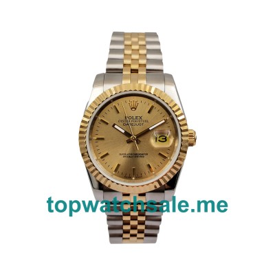 UK 36MM Champagne Dials Rolex Datejust 16233 Replica Watches