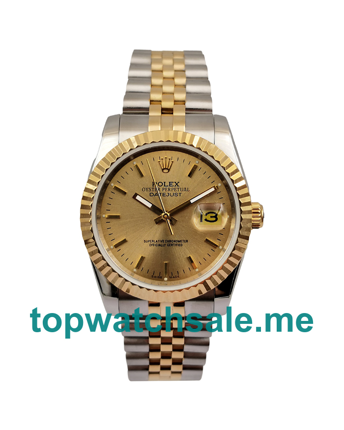 UK 36MM Champagne Dials Rolex Datejust 16233 Replica Watches