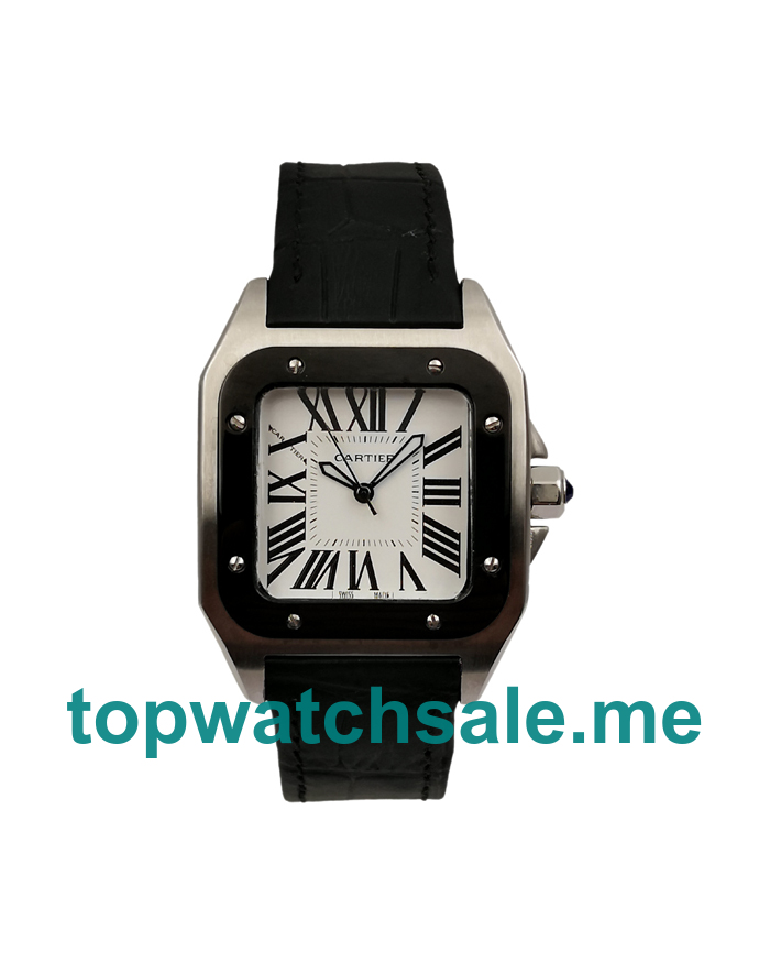 UK 33MM White Dials Cartier Santos 100 W20121U2 Replica Watches