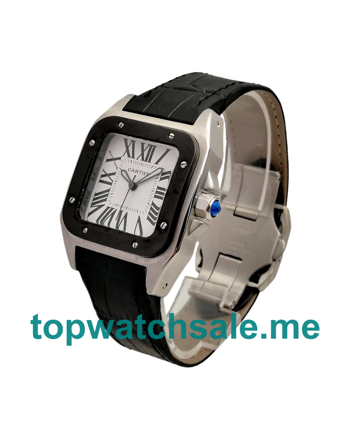 UK 33MM White Dials Cartier Santos 100 W20121U2 Replica Watches