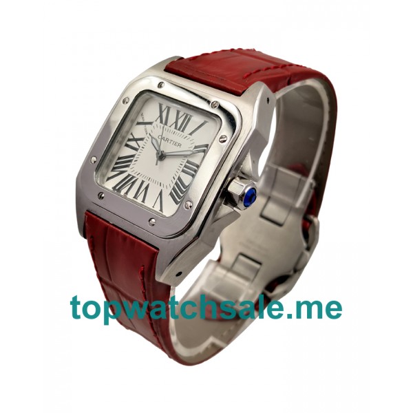 UK 33MM White Dials Cartier Santos 100 W20126X8 Replica Watches