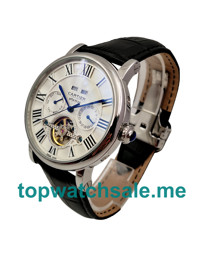 UK 43.5MM White Dials Calibre De Cartier 171193 Replica Watches