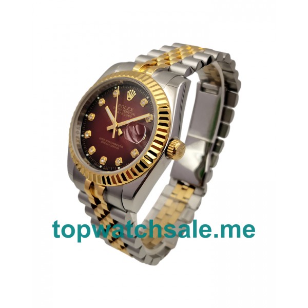 UK Red Dials Steel And Gold Rolex Datejust 16233 Replica Watches