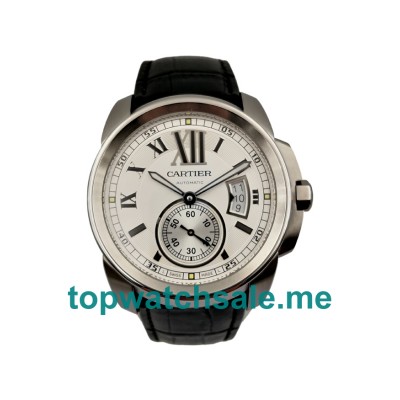 UK Best Quality Cartier Calibre De Cartier W7100037 Fake Watches With White Dials For Sale
