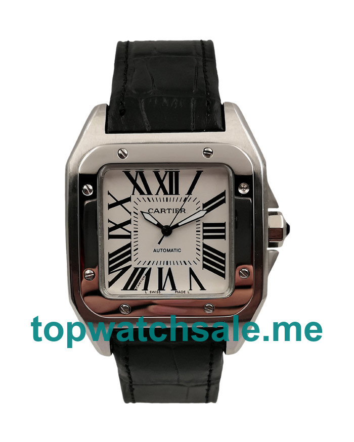 UK 41.5MM White Dials Cartier Santos 100 W20106X8 Replica Watches