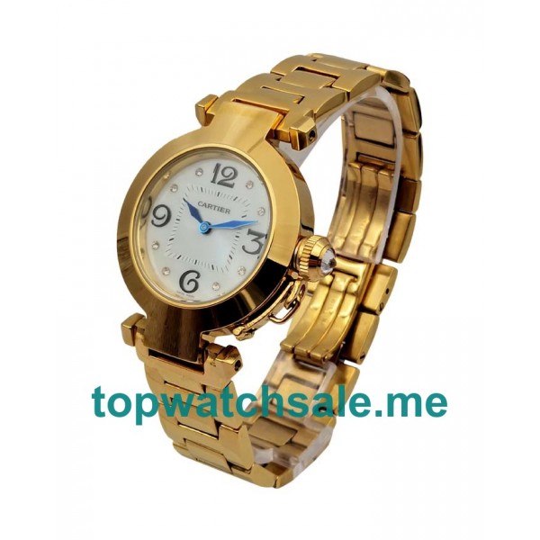 UK 32MM White Dials Cartier Pasha De Cartier WJ11891G Replica Watches